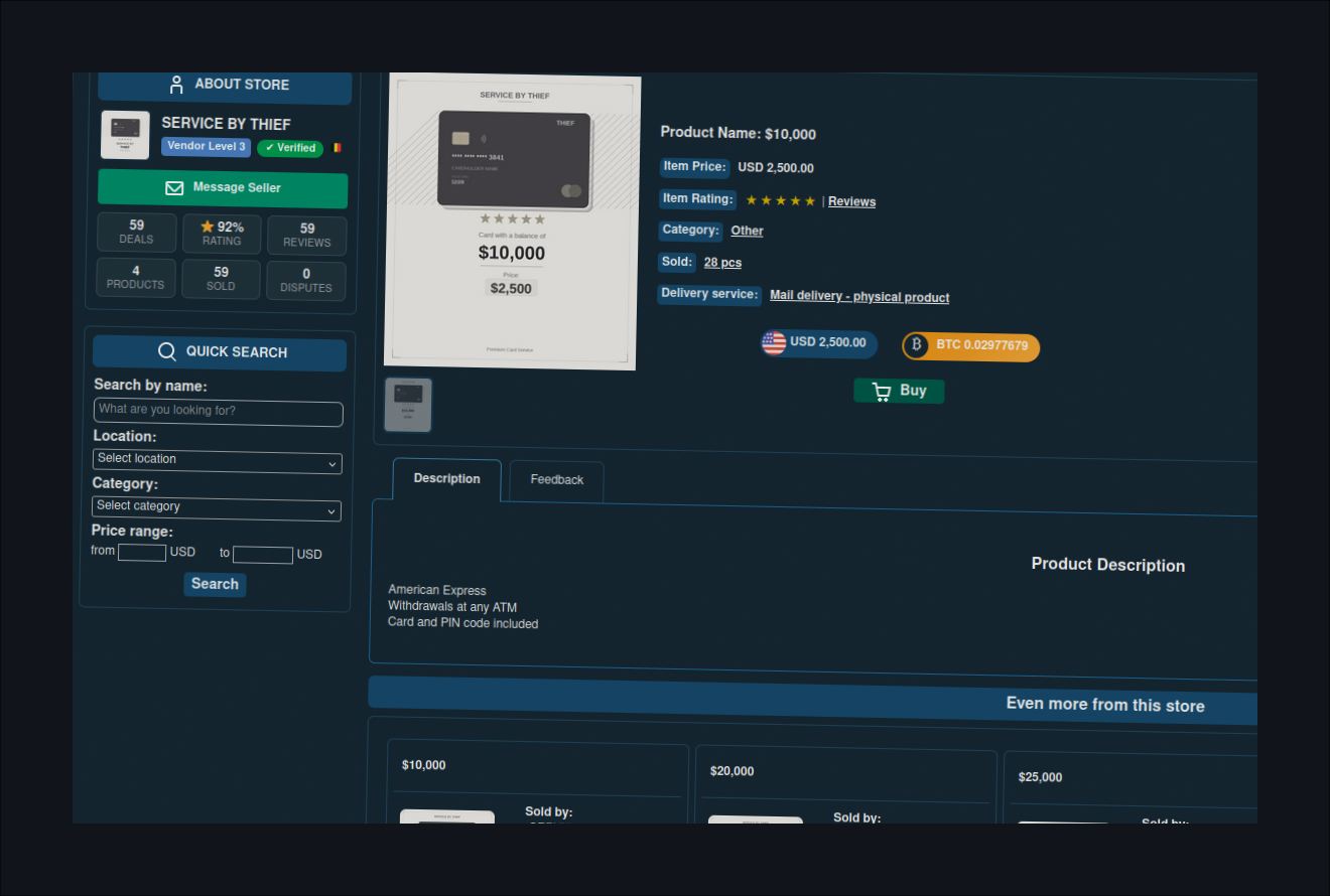 A representation of the carding process using stolen data.